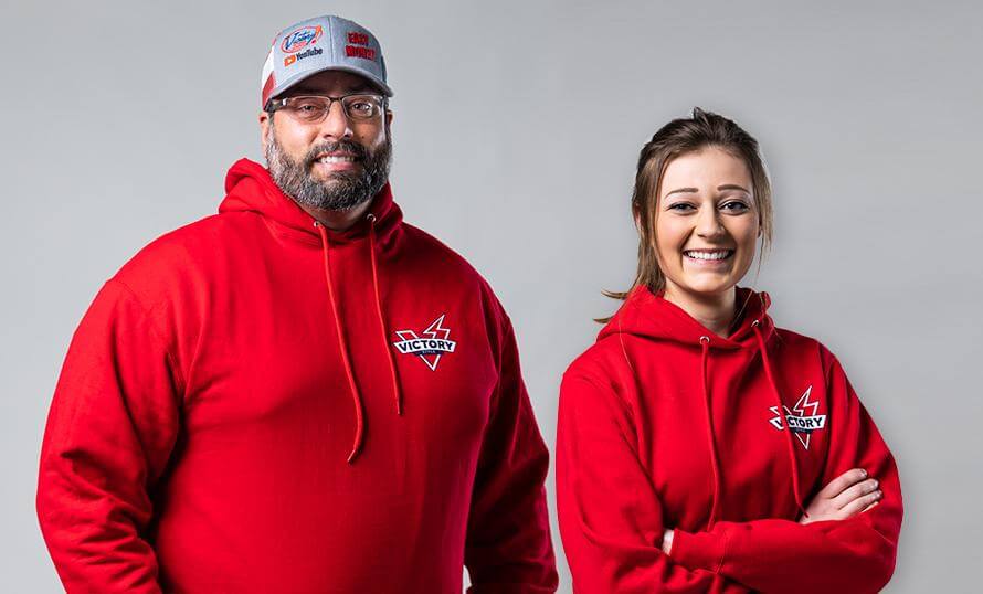 Victory Outdoor Services red hoodies